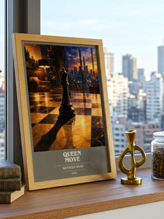 Queen Move book cover print framed by window – literary home decor