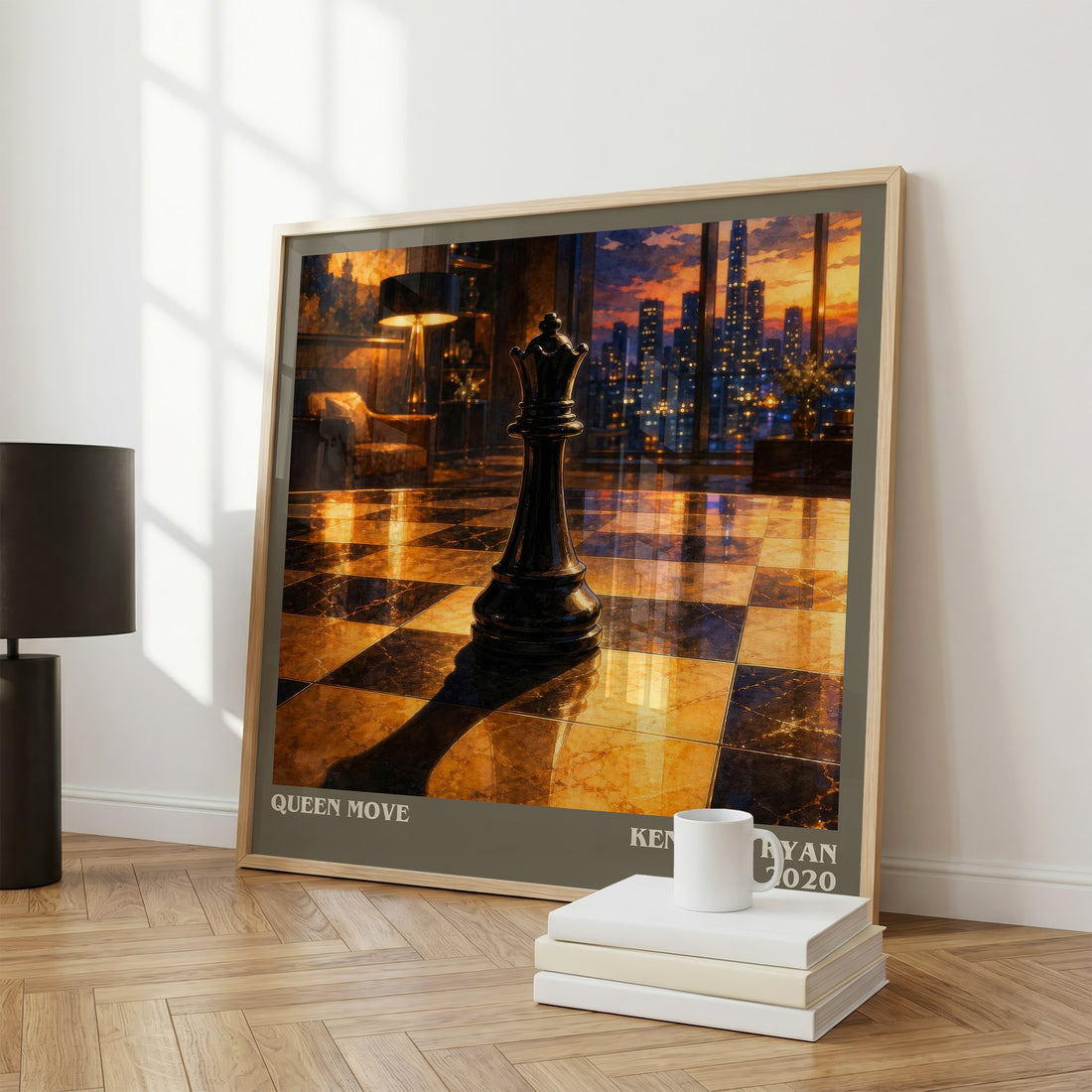 Queen Move literary print framed by window – literary home decor