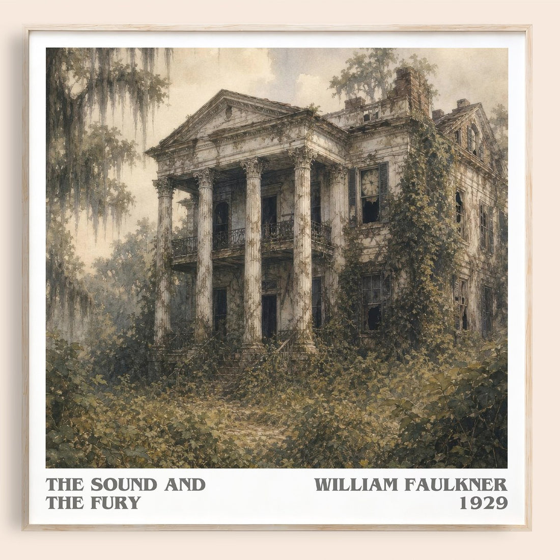 The Sound and the Fury literary book poster by William Faulkner – framed literary art print