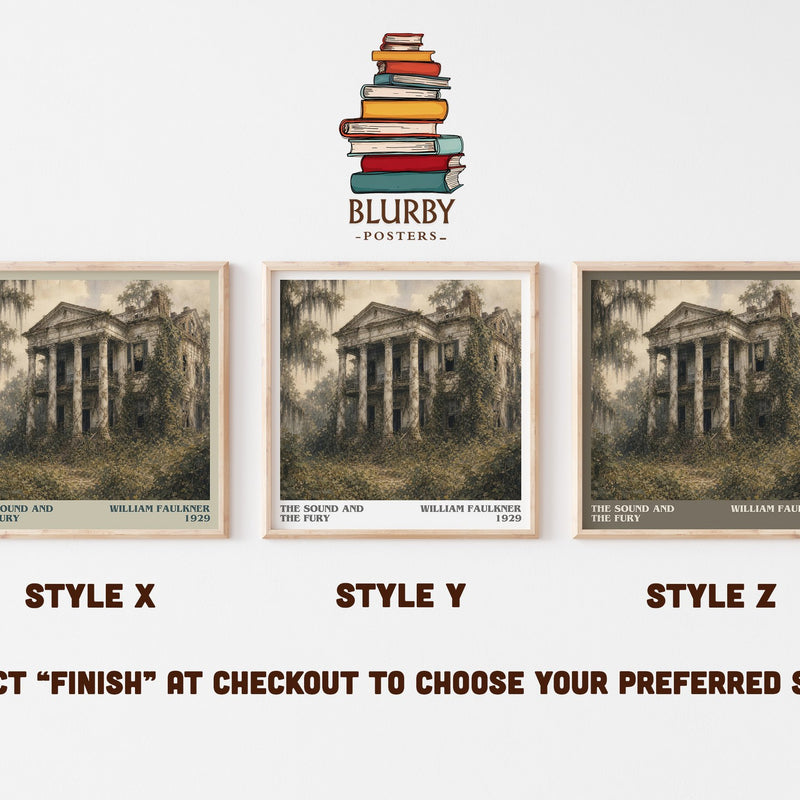 The Sound and the Fury literary print in frame leaning in hallway – literary fiction wall art