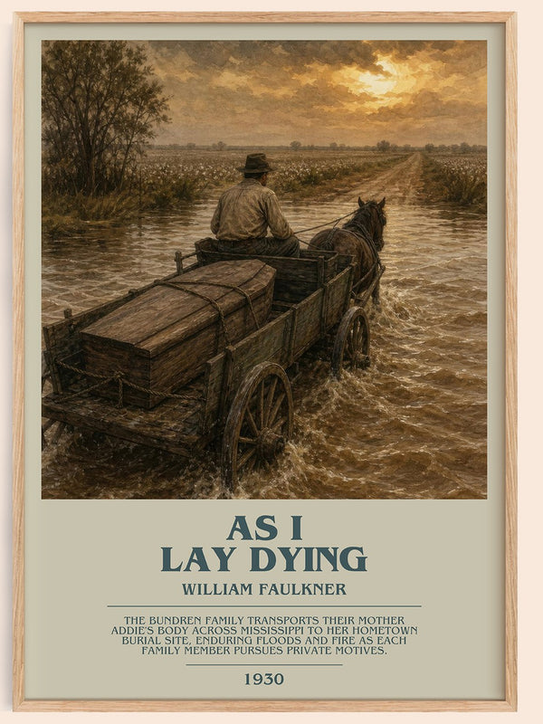 As I Lay Dying bookish book poster by William Faulkner – framed literary art print
