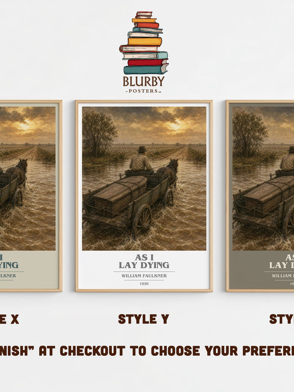 As I Lay Dying book cover print in frame leaning in hallway – literary fiction wall art