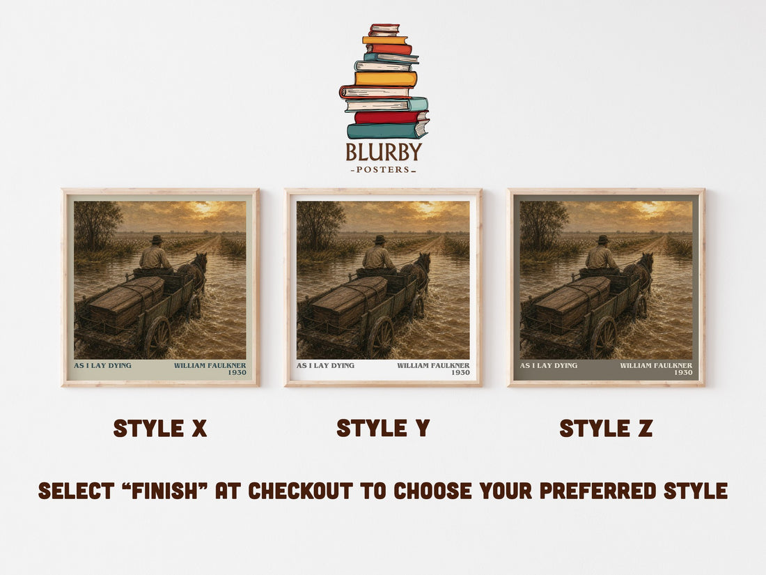As I Lay Dying literary print in frame leaning in hallway – literary fiction wall art (mockup)