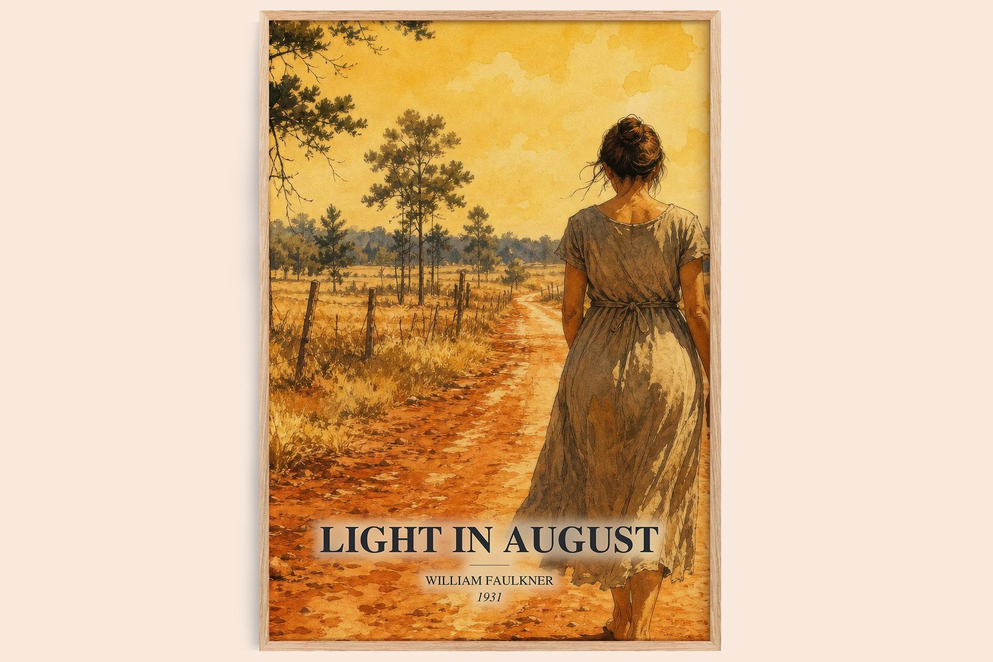 Light in August Book Watercolour Illustration by William Faulkner