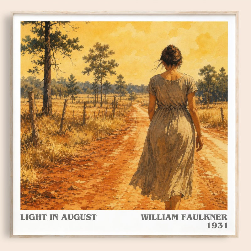 Light in August literary book poster by William Faulkner – framed literary art print