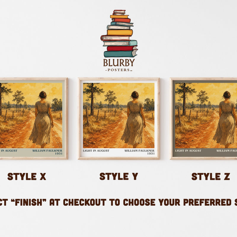 Light in August literary print in frame leaning in hallway – literary fiction wall art