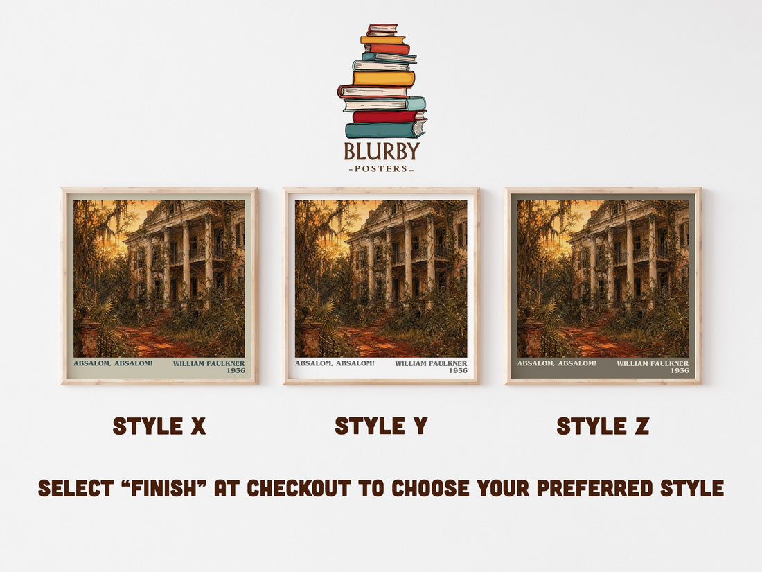 Absalom, Absalom! literary print in frame leaning in hallway – gothic wall art (mockup)