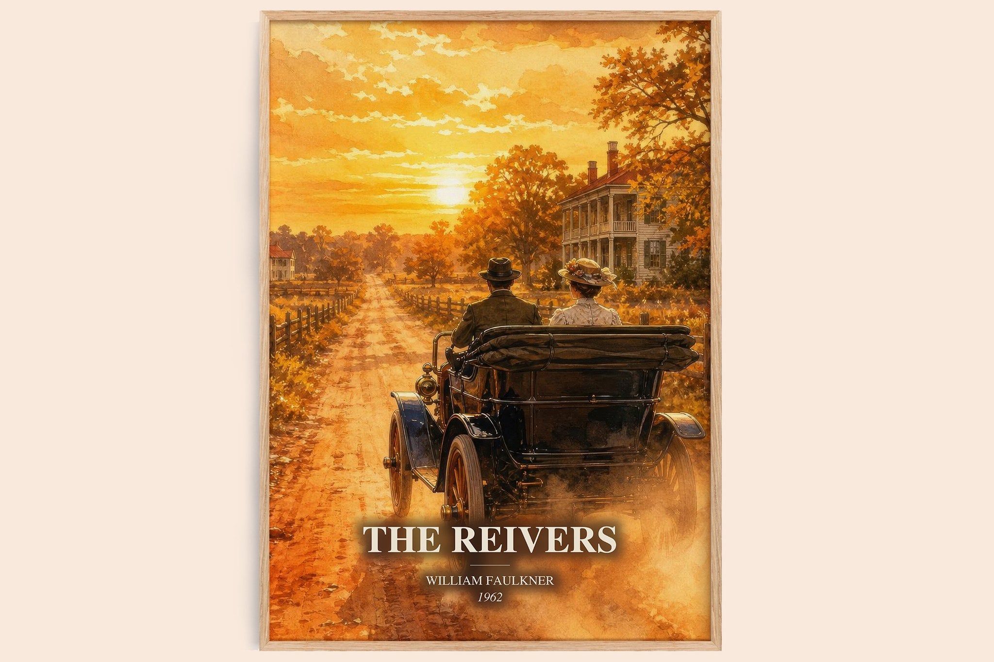 The Reivers Book Watercolour Illustration by William Faulkner