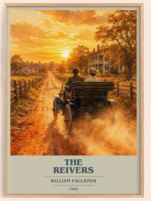 The Reivers book cover book poster by William Faulkner – framed literary art print