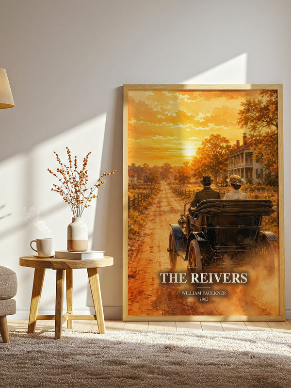 The Reivers watercolour print in frame leaning in hallway – literary fiction wall art