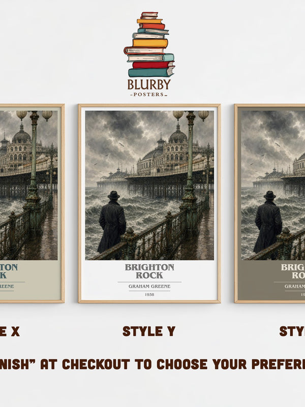 Brighton Rock book cover print in frame leaning in hallway – crime wall art