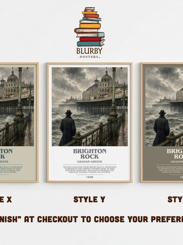 Brighton Rock bookish print in frame leaning in hallway – crime wall art