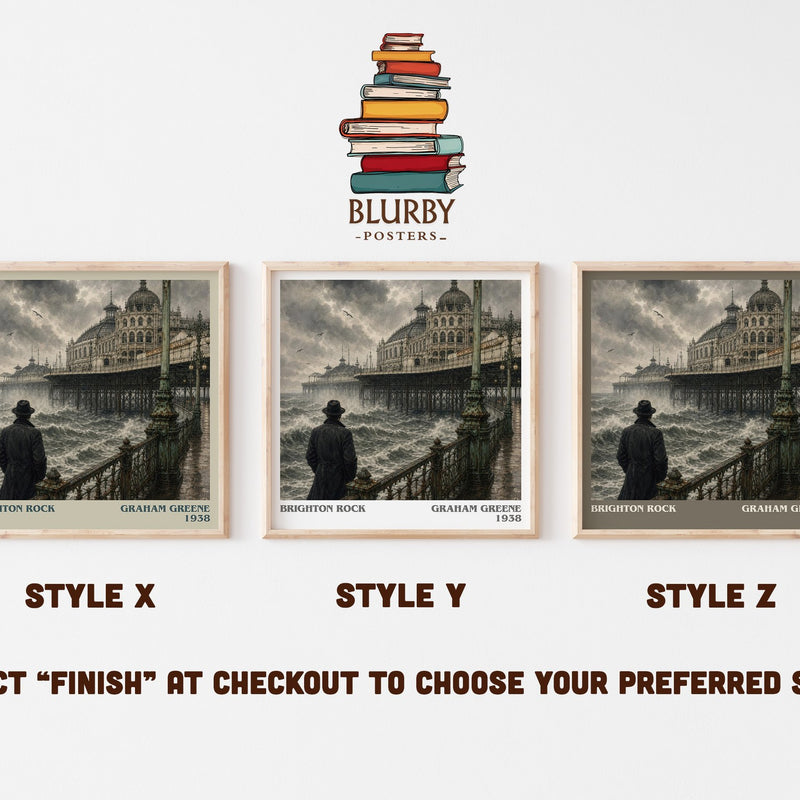 Brighton Rock literary print in frame leaning in hallway – crime wall art