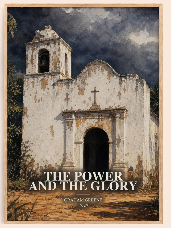 The Power and the Glory watercolour book poster by Graham Greene – framed literary art print