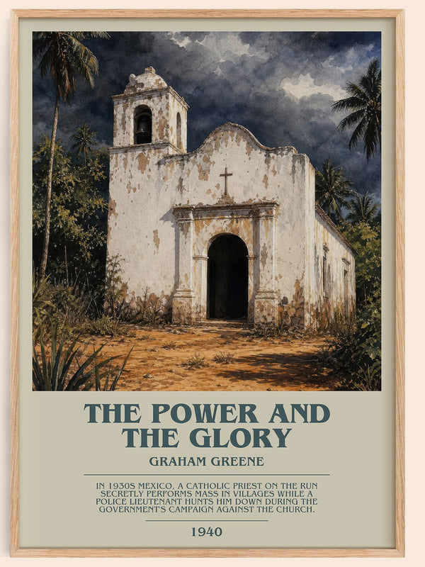 The Power and the Glory bookish book poster by Graham Greene – framed literary art print