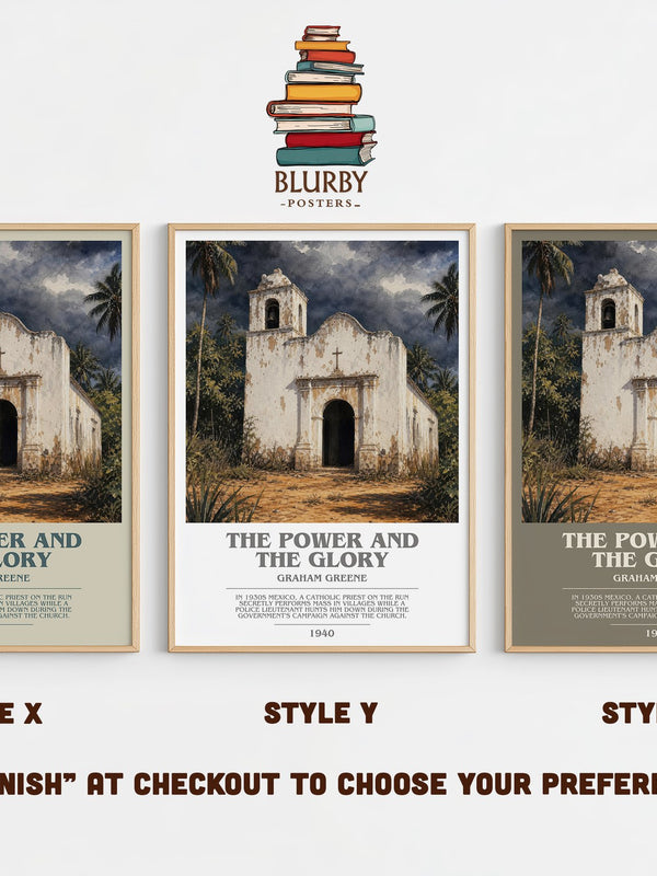The Power and the Glory bookish print in frame leaning in hallway – literary fiction wall art