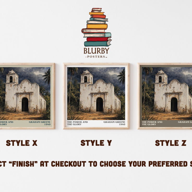 The Power and the Glory literary print in frame leaning in hallway – literary fiction wall art