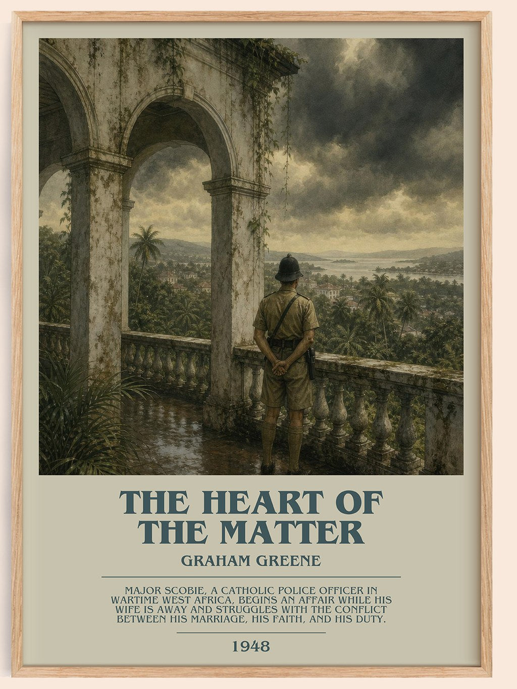 The Heart of the Matter bookish book poster by Graham Greene – framed literary art print