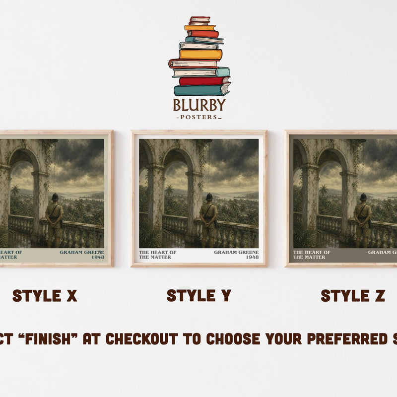 The Heart of the Matter literary print in frame leaning in hallway – literary fiction wall art