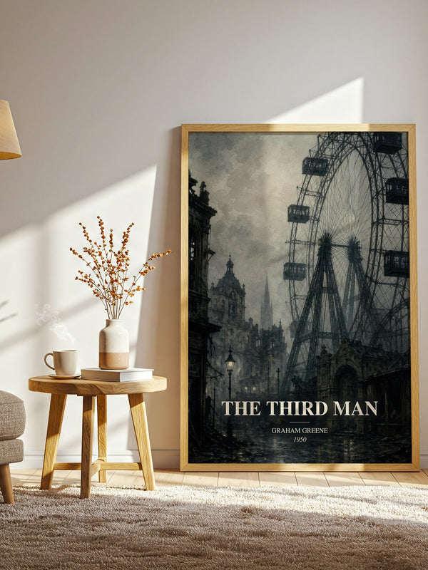 The Third Man watercolour print in frame leaning in hallway – thriller wall art