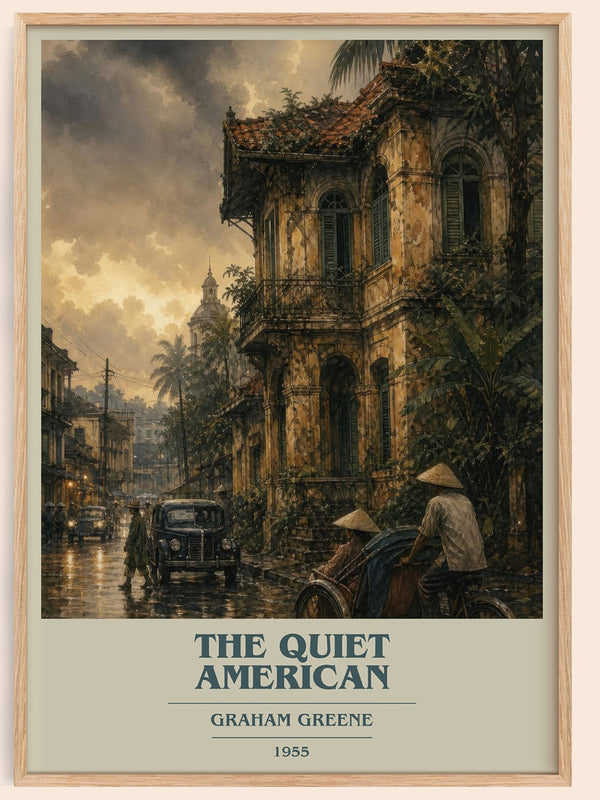 The Quiet American book cover book poster by Graham Greene – framed literary art print