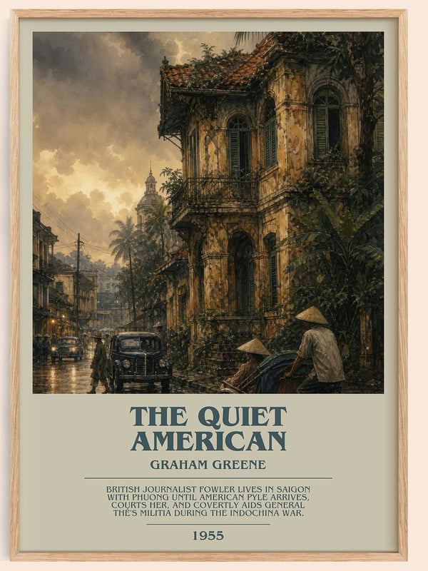 The Quiet American bookish book poster by Graham Greene – framed literary art print