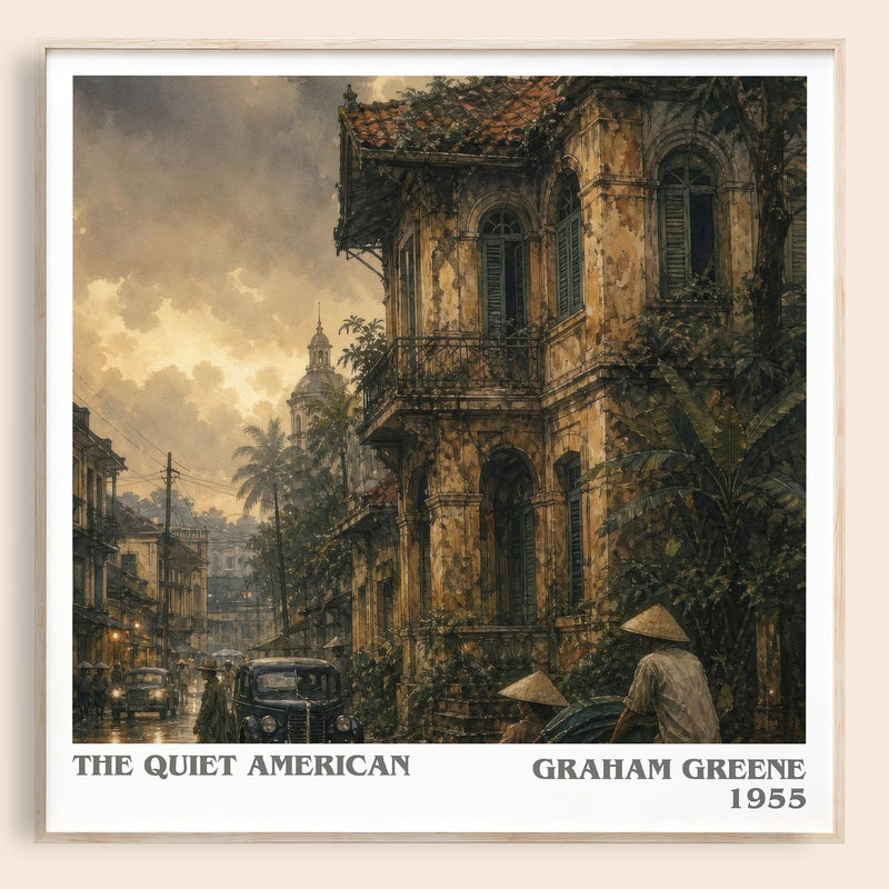 The Quiet American literary book poster by Graham Greene – framed literary art print