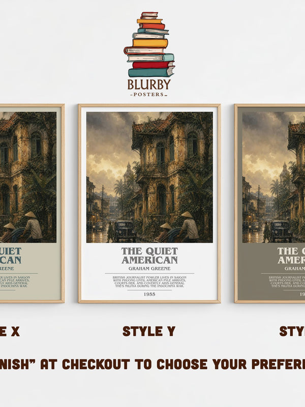 The Quiet American bookish print in frame leaning in hallway – literary fiction wall art