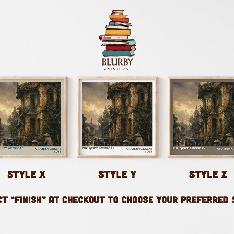 The Quiet American literary print in frame leaning in hallway – literary fiction wall art