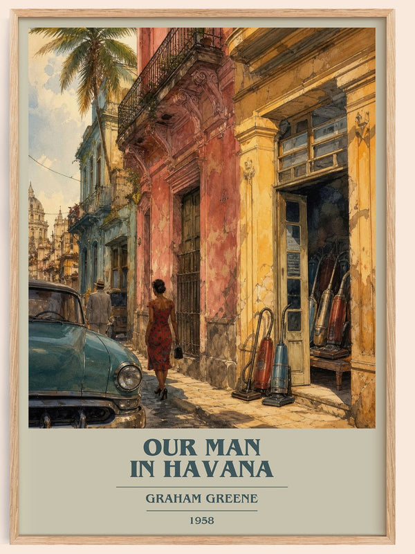 Our Man in Havana book cover book poster by Graham Greene – framed literary art print