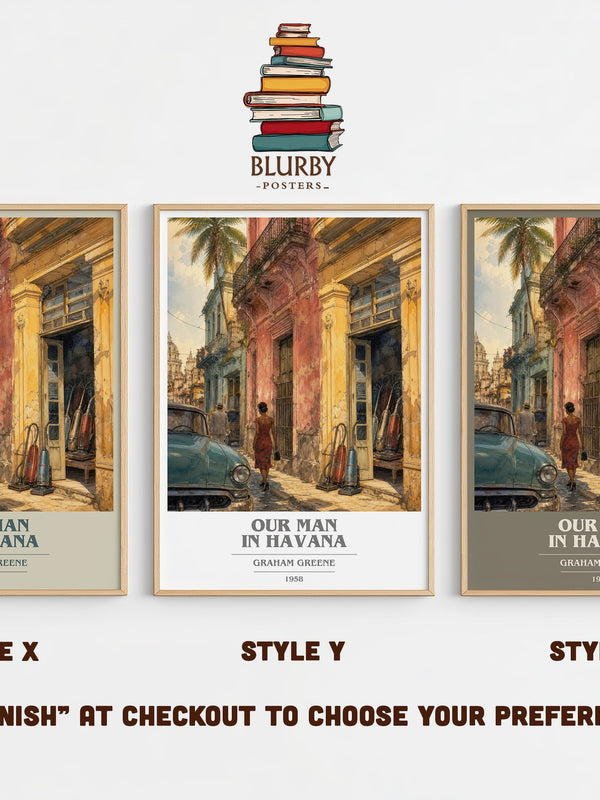 Our Man in Havana book cover print in frame leaning in hallway – satire wall art