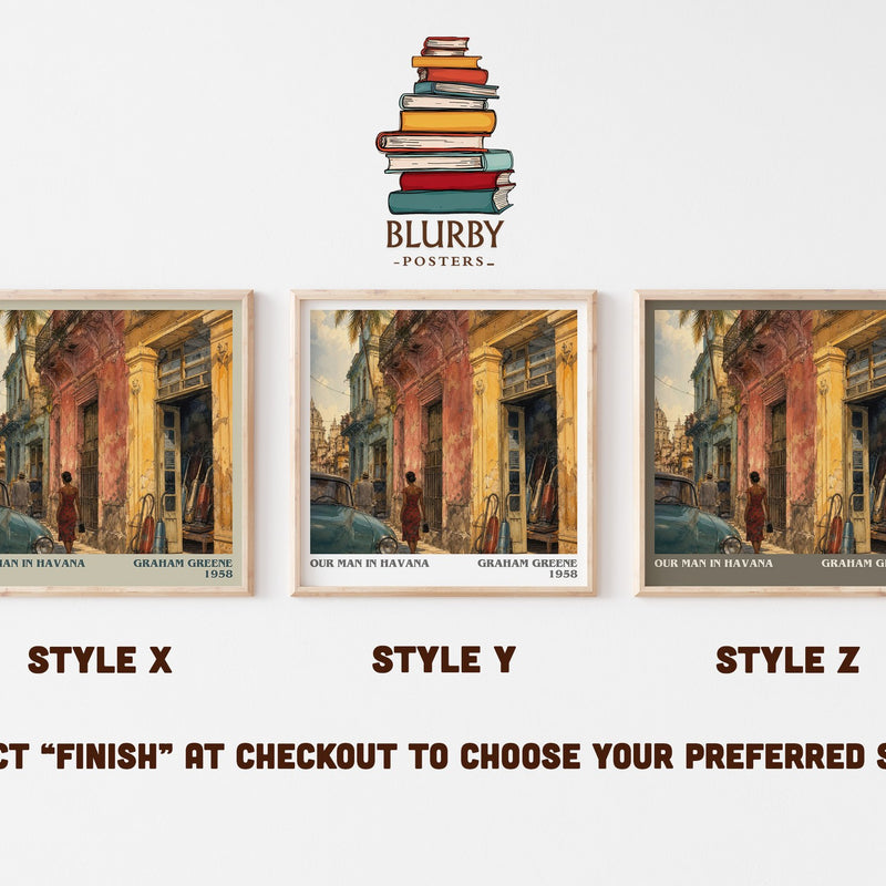 Our Man in Havana literary print in frame leaning in hallway – satire wall art