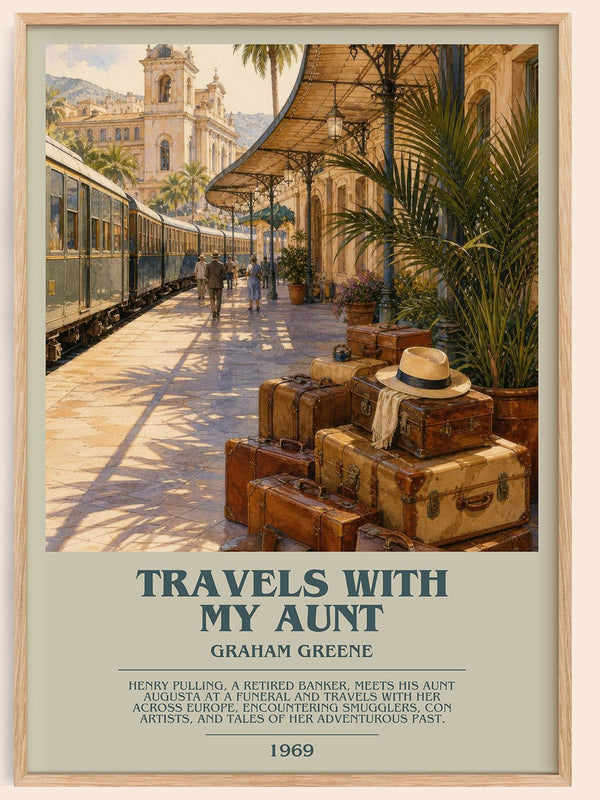 Travels with My Aunt bookish book poster by Graham Greene – framed literary art print