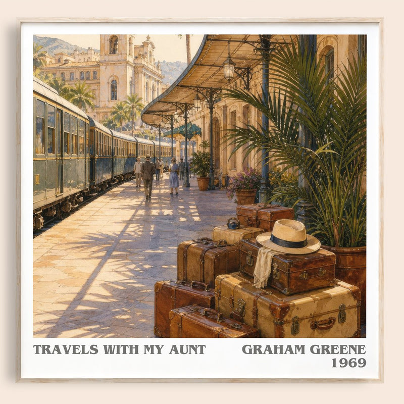 Travels with My Aunt literary book poster by Graham Greene – framed literary art print