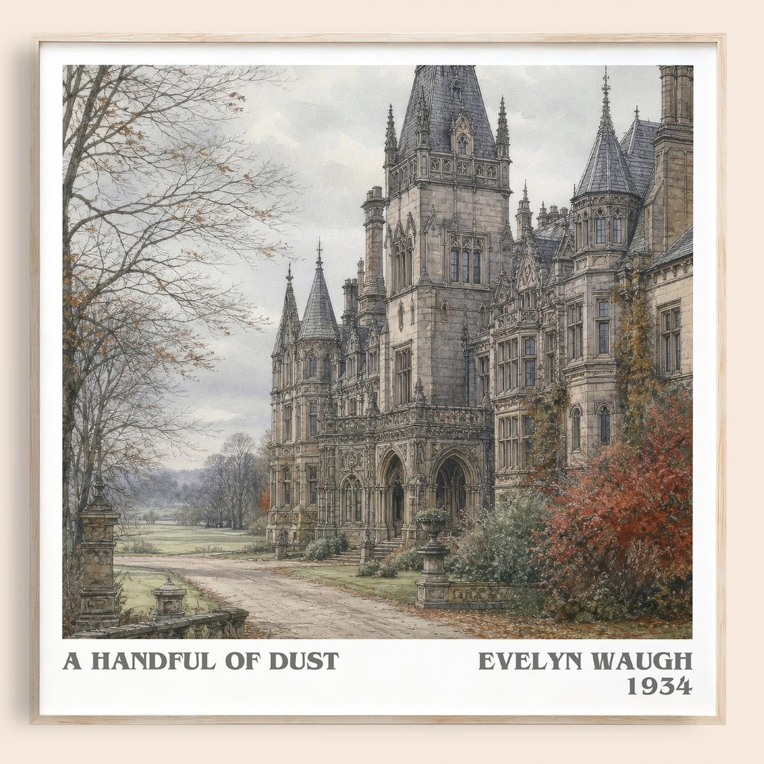 A Handful of Dust literary book poster by Evelyn Waugh – framed literary art print