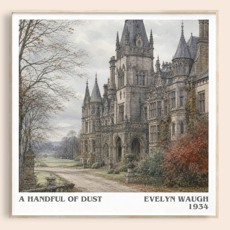 A Handful of Dust literary book poster by Evelyn Waugh – framed literary art print
