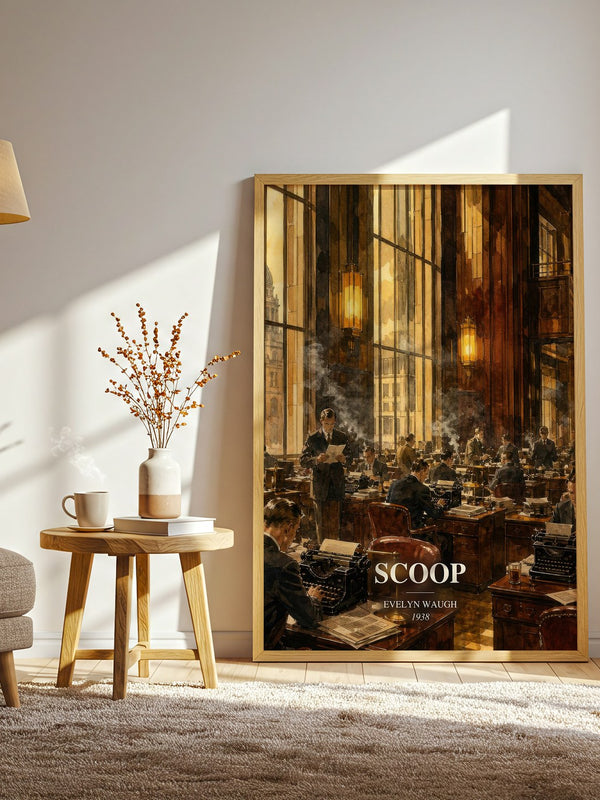 Scoop watercolour print in frame leaning in hallway – satire wall art