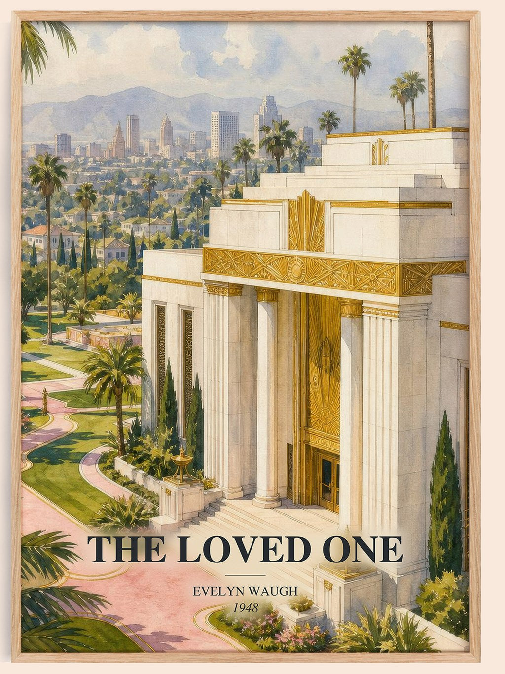 The Loved One watercolour book poster by Evelyn Waugh – framed literary art print