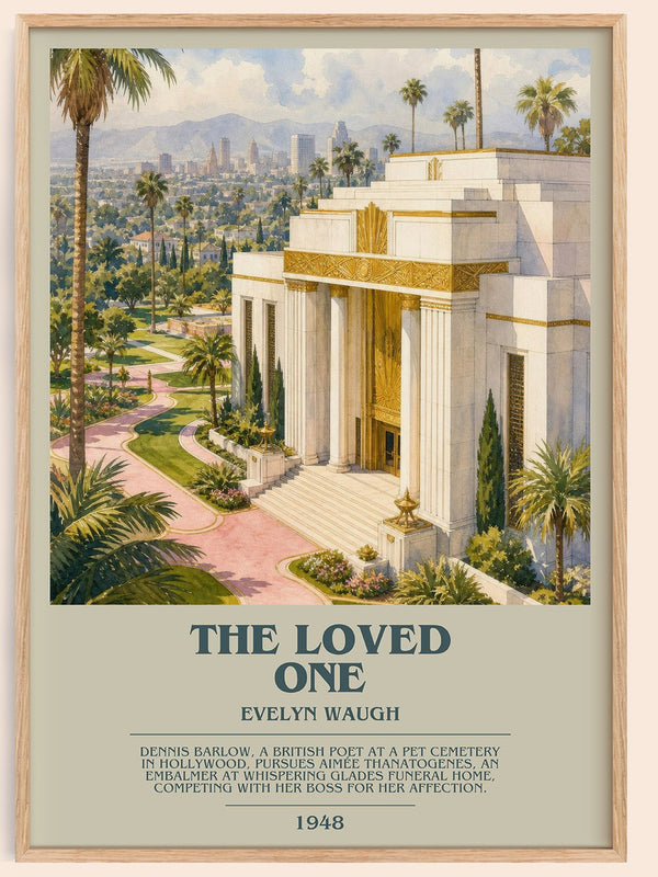 The Loved One bookish book poster by Evelyn Waugh – framed literary art print