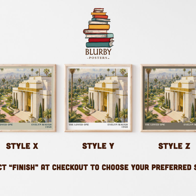 The Loved One literary print in frame leaning in hallway – satire wall art