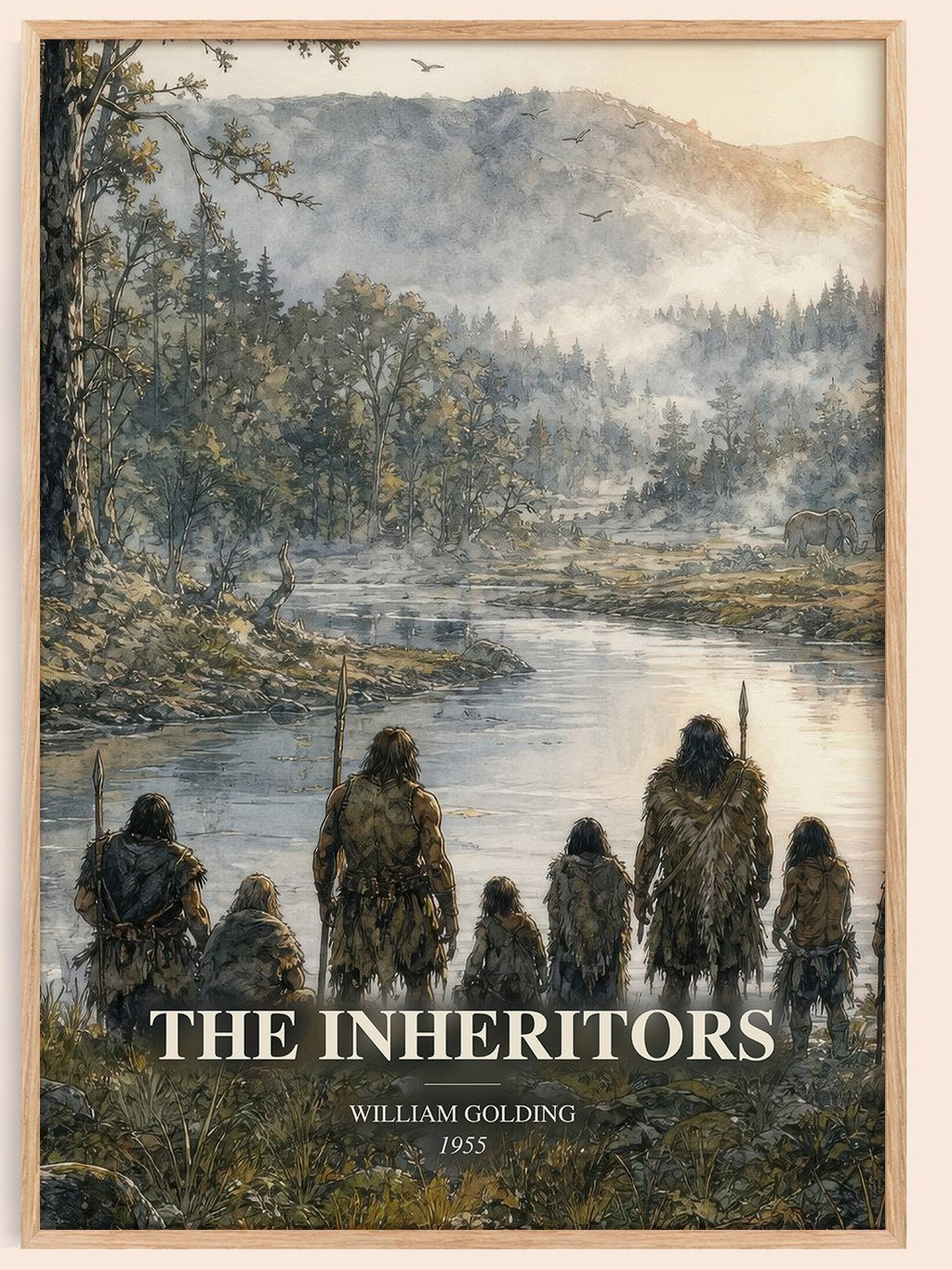 The Inheritors watercolour book poster by William Golding – framed literary art print