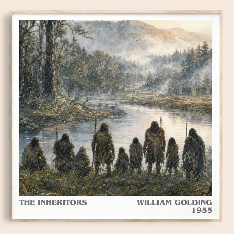The Inheritors literary book poster by William Golding – framed literary art print