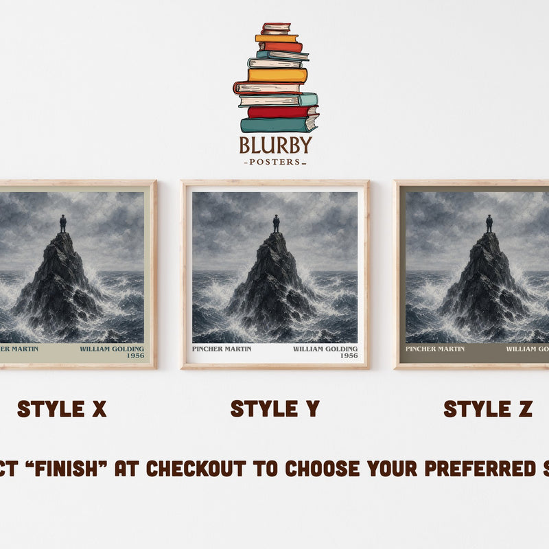 Pincher Martin literary print in frame leaning in hallway – literary fiction wall art