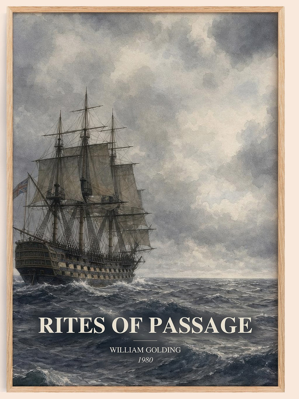 Rites of Passage watercolour book poster by William Golding – framed literary art print