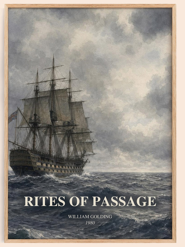 Rites of Passage watercolour book poster by William Golding – framed literary art print