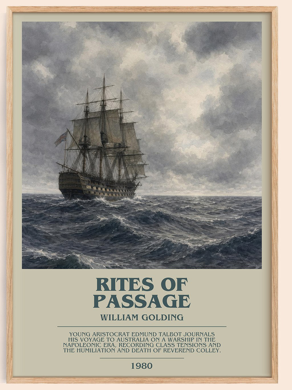 Rites of Passage bookish book poster by William Golding – framed literary art print
