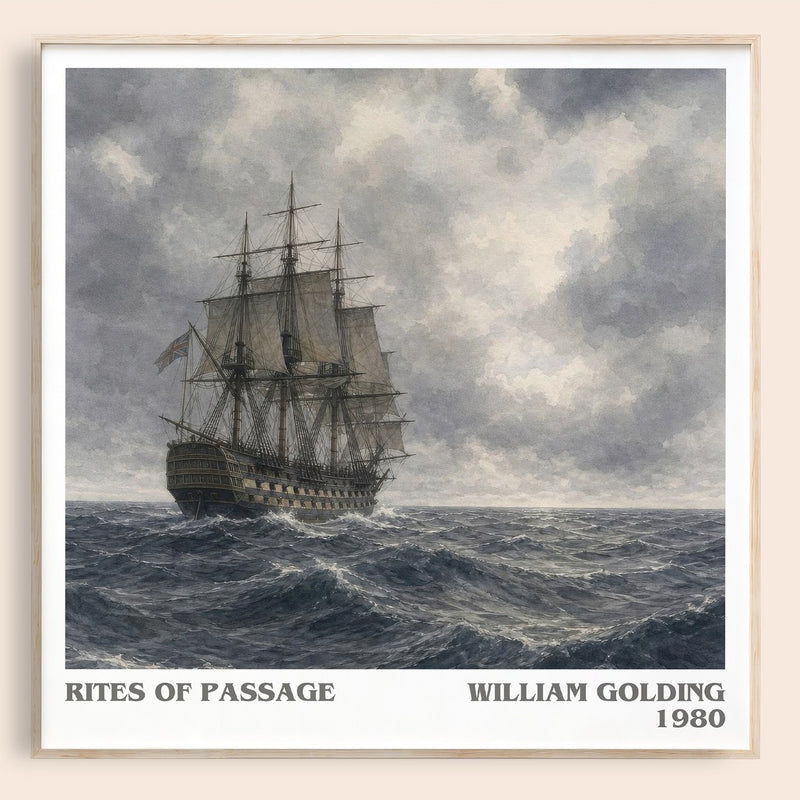 Rites of Passage literary book poster by William Golding – framed literary art print