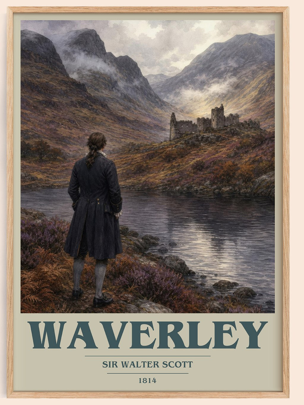 Waverley book cover book poster by Sir Walter Scott – framed literary art print