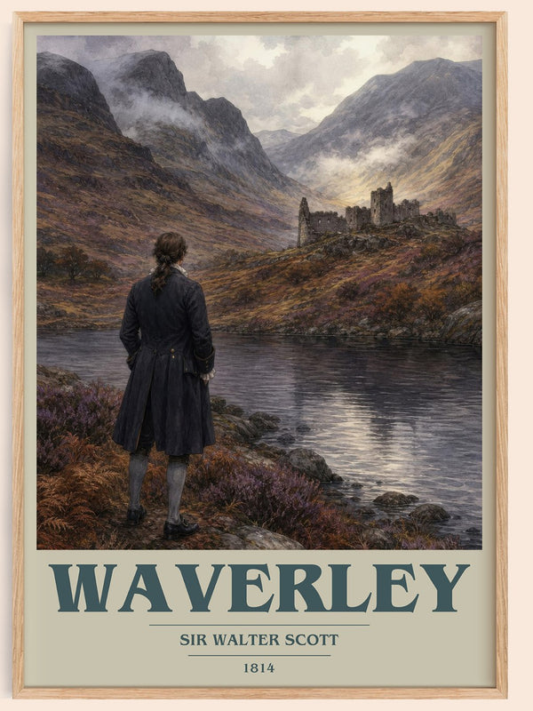 Waverley book cover book poster by Sir Walter Scott – framed literary art print