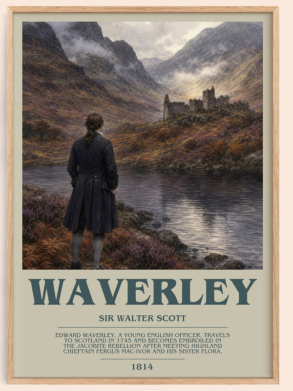 Waverley bookish book poster by Sir Walter Scott – framed literary art print